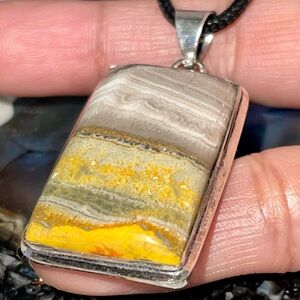 Indonesian Buzzing Bumblebee Jasper Pendant 1 7/8”